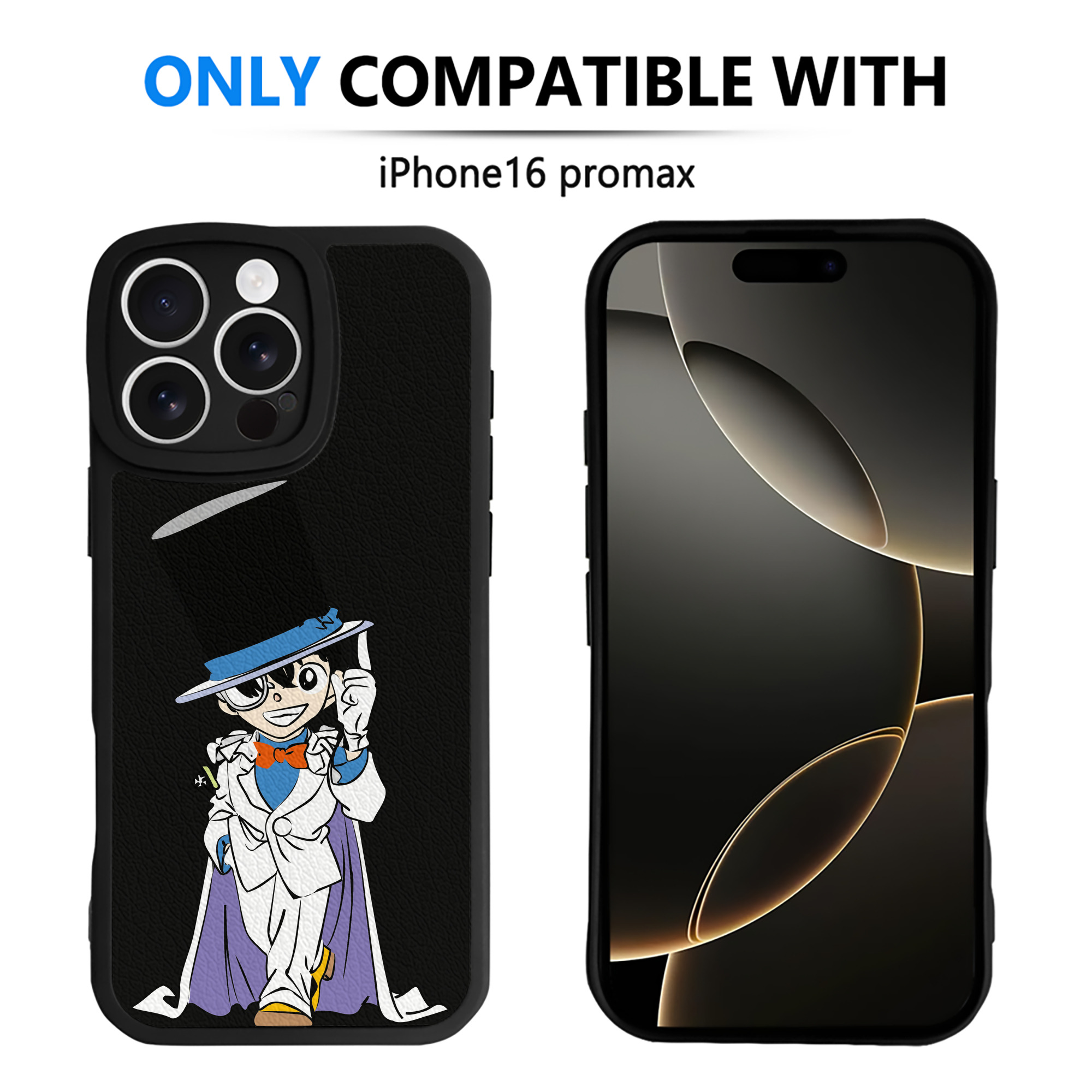 （画像用） 名探偵コナン 江戸川 コナン Detective Conan Conan Edogawa 【iPhone 16シリーズ対応】シリコンスマホケース（レザー調） 材質：シリコン